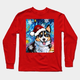 Tri Color Corgi Santa Long Sleeve T-Shirt